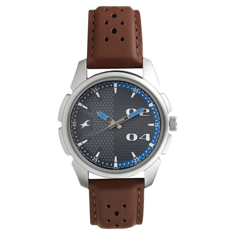 Buy Online Fastrack Loopholes Quartz Analog Grey Dial Leather