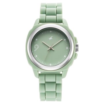 Fastrack Hype Bounce Quartz Analog Green Dial Green Silicone Strap Watch For Guys