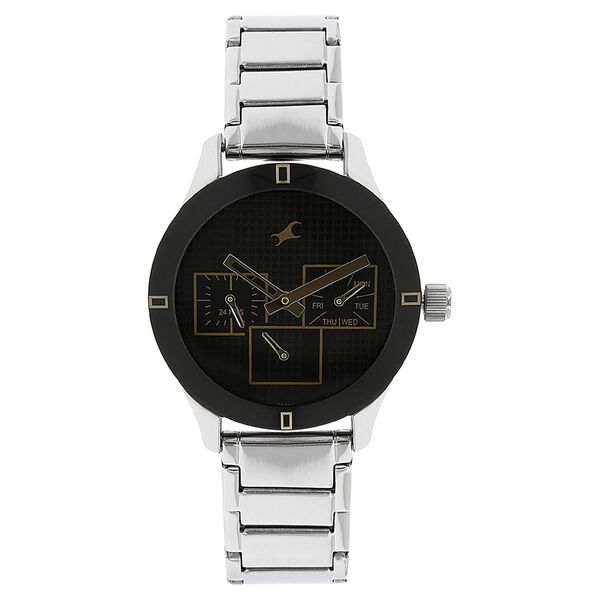 Fastrack Quartz Multifunction Black Dial Stainless Steel Strap Watch for Girls - image number 0