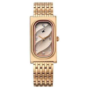 Fastrack Gelato rosegold analog bracelet watch with Caramel dial for Girls
