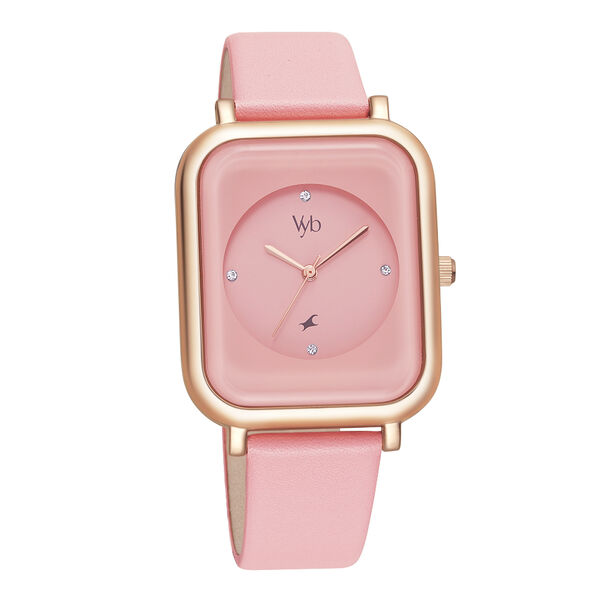 Fastrack Vyb Muse Quartz Analog Pink Dial Leather Strap Watch for Girls - image number 1
