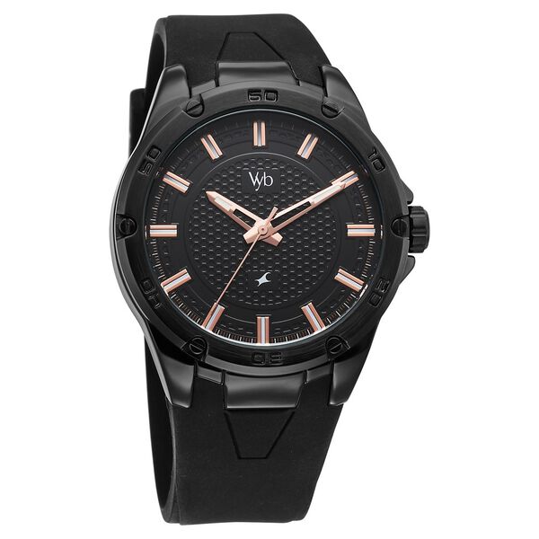 Vyb Challenger By Fastrack Quartz Analog Black Dial Silicone Strap Watch For Guys - image number 1