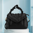 Fastrack Ruched Handle Satchel Bag with Detachable Sling in Black - image number 7