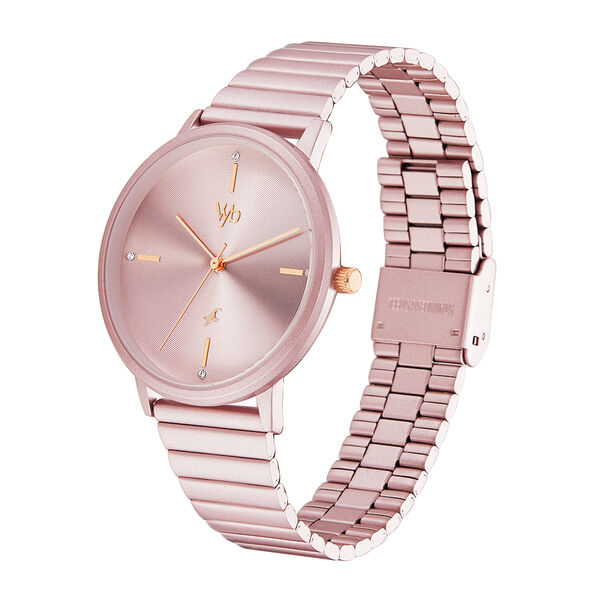 Fastrack Vyb Bliss Quartz Analog Pink Dial Stainless Steel Strap Watch for Girls - image number 3