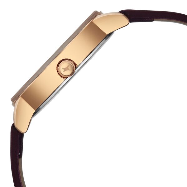 Fastrack Style Up Quartz Analog Maroon Dial Maroon Colour Leather Strap Watch For Girls - image number 3