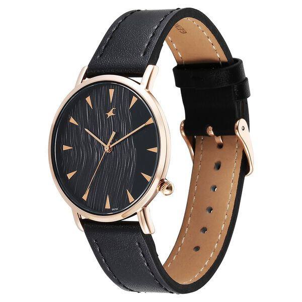 Fastrack Stunners X Quartz Analog Black Dial Leather Strap Watch For Girls - image number 2