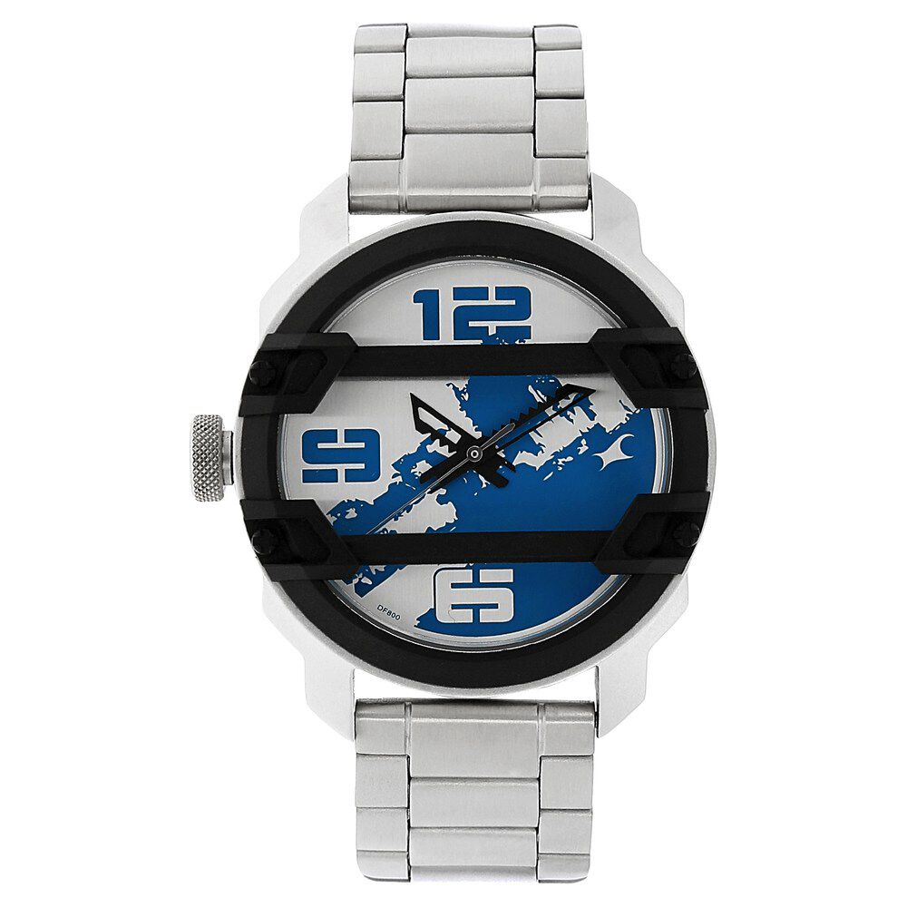 Buy Online Fastrack Motorheads Quartz Analog Silver Dial Stainless Steel Strap Watch for Guys nk3153km01 Fastrack