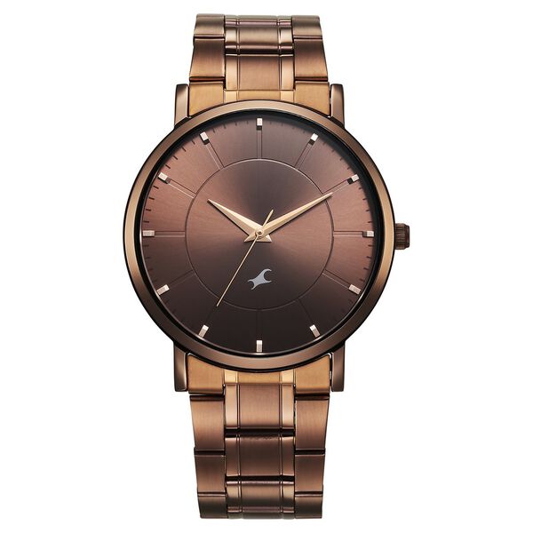 Fastrack Stunners X Quartz Analog Brown Dial Stainless Steel Strap Watch For Guys - image number 0