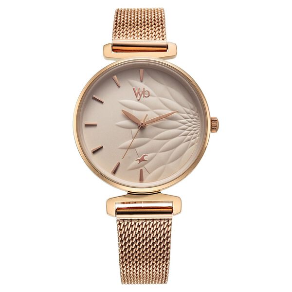 Fastrack Vyb Classique Quartz Analog Rose Gold Dial Rose Gold Metal Strap Watch For Women - image number 0