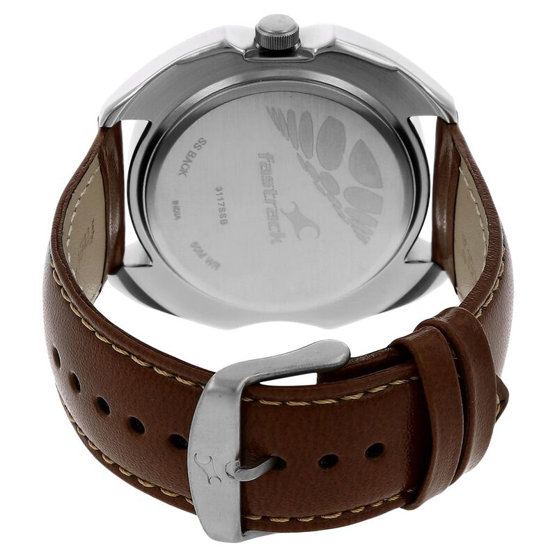 Buy Online Fastrack Quartz Analog White Dial Leather Strap Watch