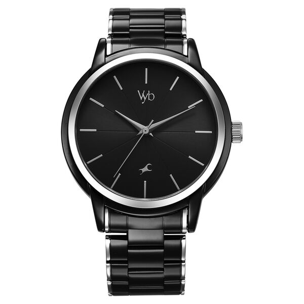 Fastrack Vyb Phantom Quartz Analog Black Dial Two Toned Metal Strap Watch For Guys - image number 1