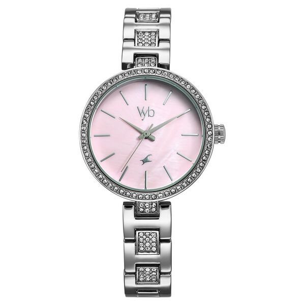 Fastrack Vyb Diva Quartz Analog Mother Of Pearl Dial Silver Metal Strap Watch For Girls - image number 1