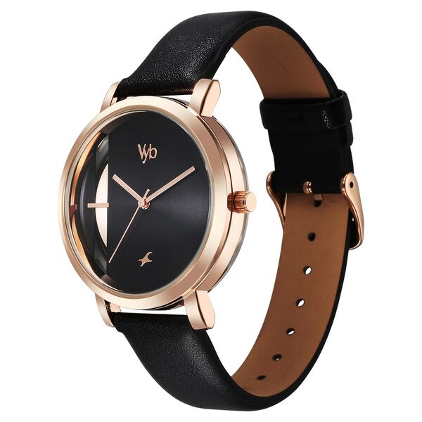 Fastrack Vyb Siren Quartz Analog Black Dial Leather Strap Watch For Girls - image number 3