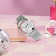 Vyb Runway By Fastrack Quartz Analog Silver Dial Silver Stainless Steel Strap Watch For Girls - image number 0