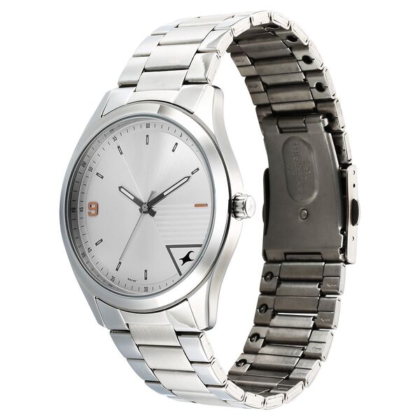 Fastrack Stunners Quartz Analog Silver Dial Silver Metal Strap Watch For Guys - image number 2