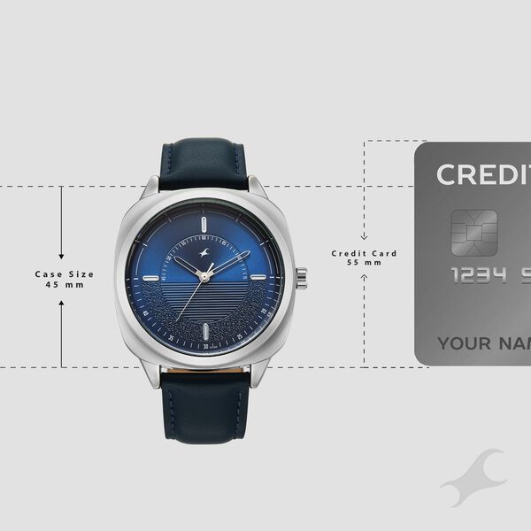 Fastrack Stunners Quartz Analog Blue Dial Grey Leather Strap Watch For Guys - image number 3