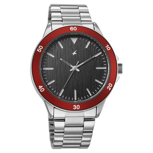 Fastrack Stunners Quartz Analog Black Dial Black Stainless Steel Strap Watch For Guys - image number 1
