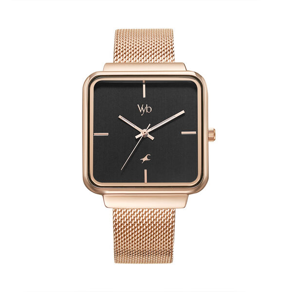 Fastrack Vyb Minimalist Quartz Analog Black Dial Stainless Steel Strap Watch for Girls - image number 0