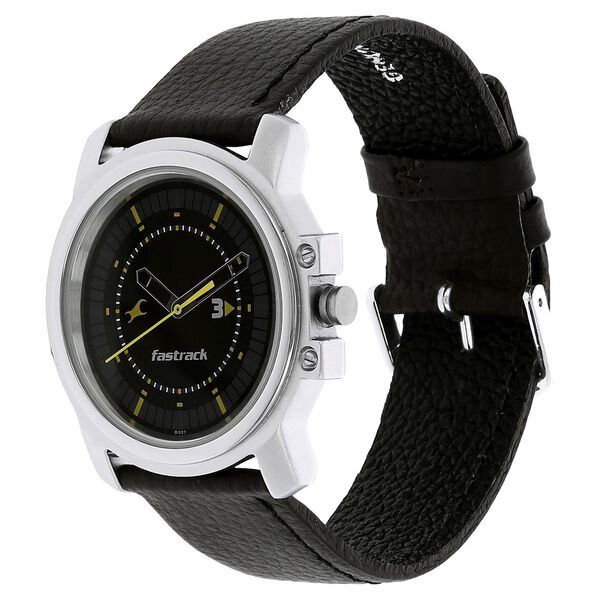 Fastrack Quartz Analog Black Dial Leather Strap Watch for Guys - image number 1