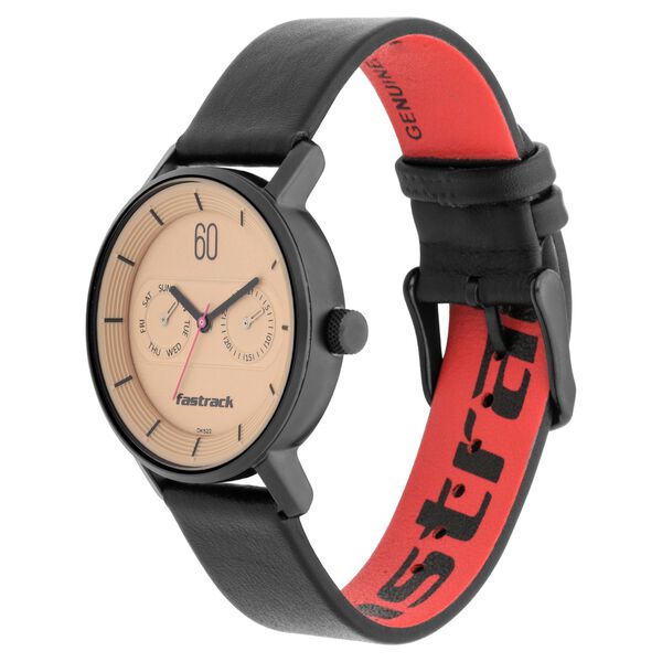 Fastrack Quartz Analog with Day and Date Beige Dial Leather Strap Watch for Girls - image number 3