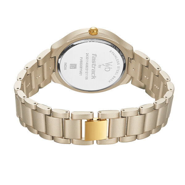 Fastrack Vyb Slayer Quartz Analog Golden Dial Metal Strap Watch for Girls - image number 5