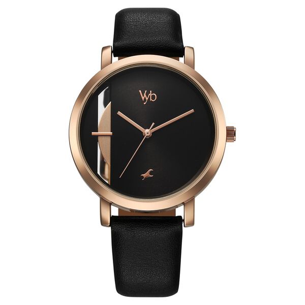 Fastrack Vyb Siren Quartz Analog Black Dial Leather Strap Watch For Girls - image number 1