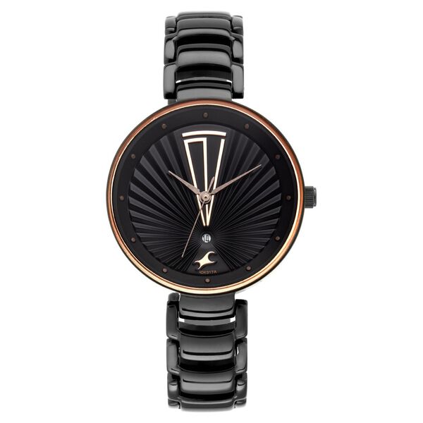 Fastrack Ruffles Quartz Analog with Date Black Dial Stainless Steel Strap Watch for Girls - image number 2