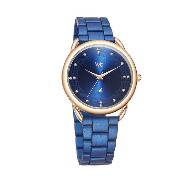 Fastrack Vyb Charmer Quartz Analog Blue Dial Stainless Steel Strap Watch for Girls - image number 1