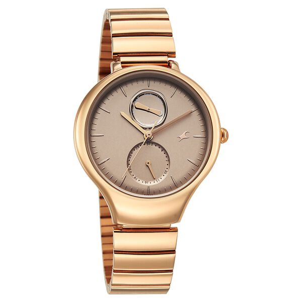 Fastrack Gelato rosegold multifunction metal strap watch with Caramel dial for Girls - image number 1