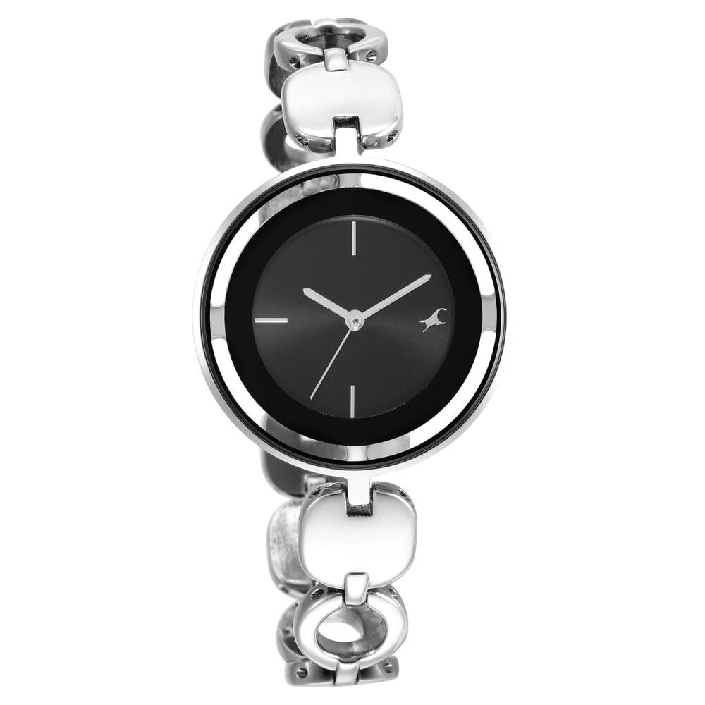 Fastrack Glitch Quartz Analog Silver Dial Metal Strap Watch for Girls