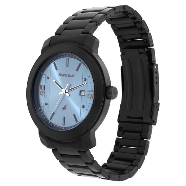 Fastrack Bare Basics Quartz Analog with Date Blue Dial Stainless Steel Strap Watch for Guys - image number 3