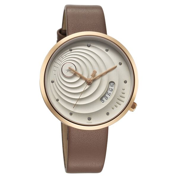 Fastrack Groove Quartz Analog with Date Grey Dial Girls Leather Watch - image number 1