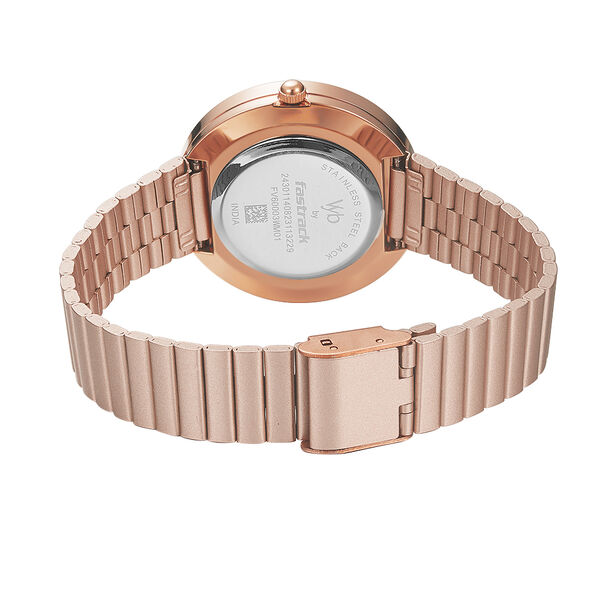 Fastrack Vyb Mirage Quartz Analog Rose Gold Dial Stainless Steel Strap Watch for Girls - image number 5