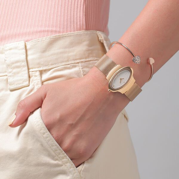 Fastrack Pulse Quartz Analog White Dial Rose Gold Stainless Steel Strap Watch For Girls - image number 5
