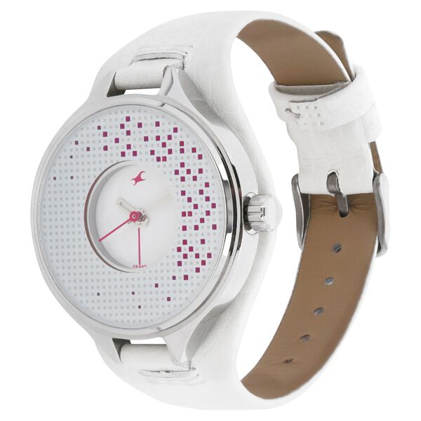 Fastrack Quartz Analog White Dial Leather Strap Watch for Girls - image number 1