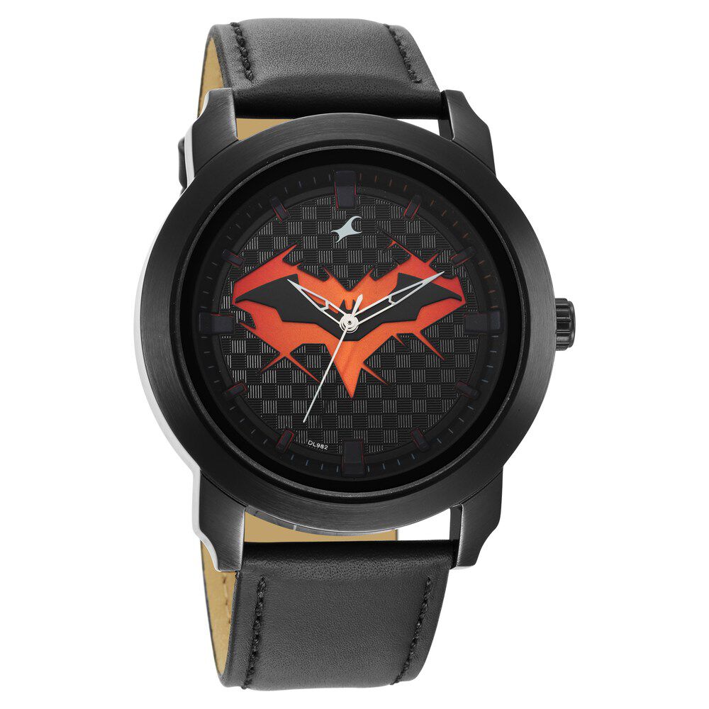 Fastrack Batman Quartz Analog Black Dial Leather Strap Watch for Guys