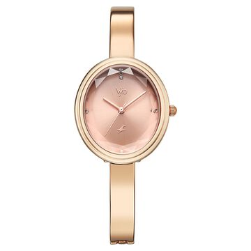 Vyb Aura By Fastrack Quartz Analog Pink Dial Two Toned Metal Strap Watch For Girls
