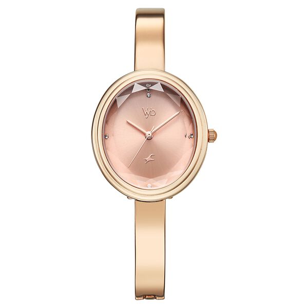 Vyb Aura By Fastrack Quartz Analog Pink Dial Two Toned Metal Strap Watch For Girls - image number 0