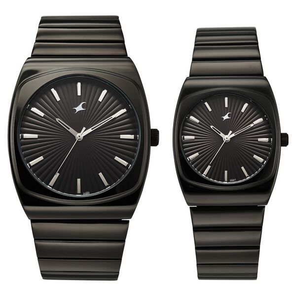 Fastrack Mixmatched Quartz Analog Multicoloured Dial Two Toned Stainless Steel Strap Watch For Couple - image number 0