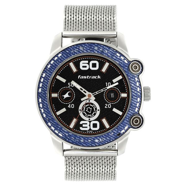 Fastrack Denim Quartz Analog with Day and Date Black Dial Stainless Steel Strap Watch for Guys - image number 0