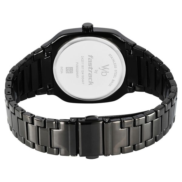 Vyb Maverick By Fastrack Quartz Analog Black Dial Metal Strap Watch For Guys - image number 6