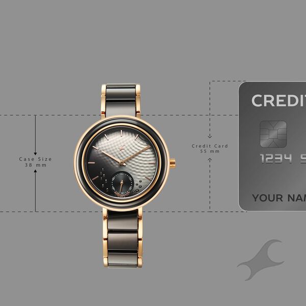 Fastrack Oceanyx - Ceramic Quartz Analog Black Dial Two Toned Strap Watch For Girls - image number 3
