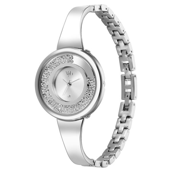 Fastrack Vyb Diva Quartz Analog Silver Dial Silver Metal Strap Watch For Women - image number 2