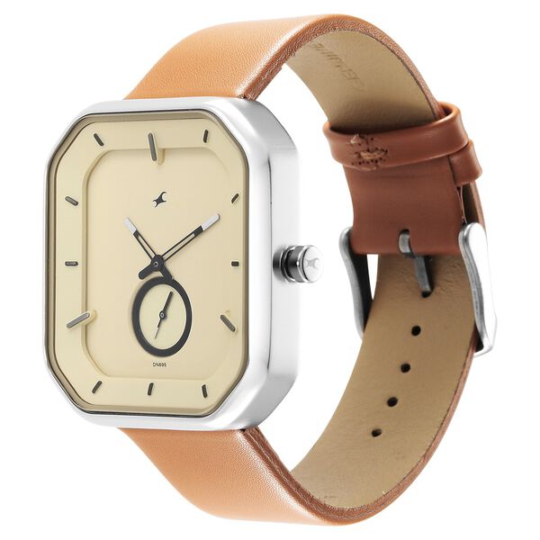 Fastrack After Dark Beige Dial Leather Strap Watch for Guys - image number 3