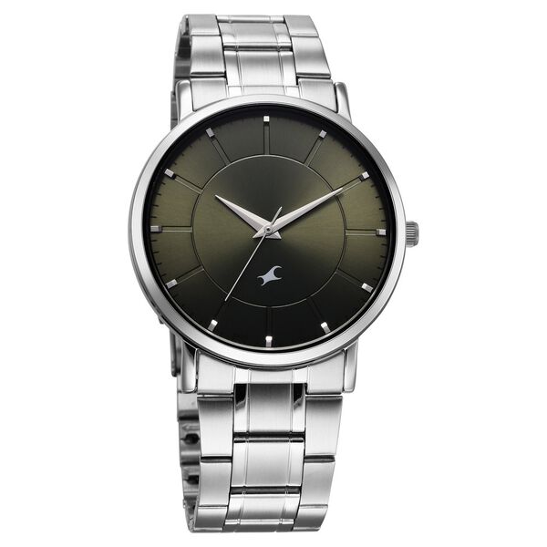 Fastrack Stunners X Quartz Analog Green Dial Stainless Steel Strap Watch For Guys - image number 1