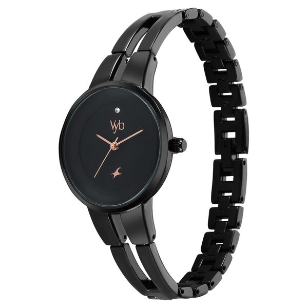 Fastrack Vyb Halo Quartz Analog Black Dial Metal Strap Watch for Girls - image number 3