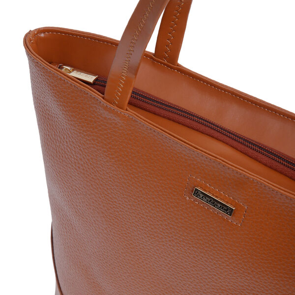 Fastrack Stylish Textured Tote Bag for Women | Trendy Casual Bag for Ladies, Women, Girls | Everyday College Bag Made of High-Quality Faux Leather (Tan) - image number 4