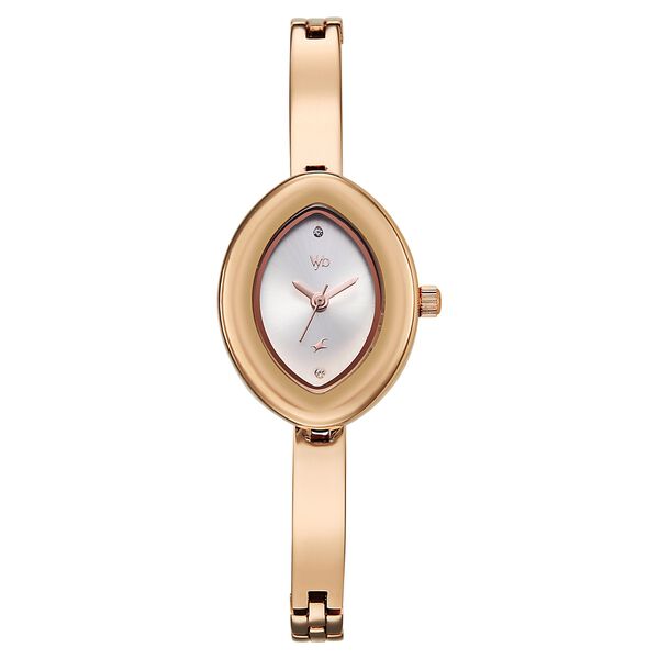 Vyb Luna By Fastrack Quartz Analog White Dial Rose Gold Metal Strap Watch For Girls - image number 0
