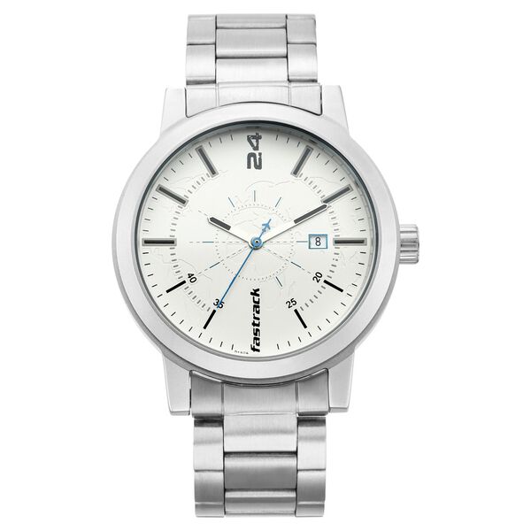 Fastrack Tripster Quartz Analog with Date White Dial Stainless Steel Strap Watch for Guys - image number 2