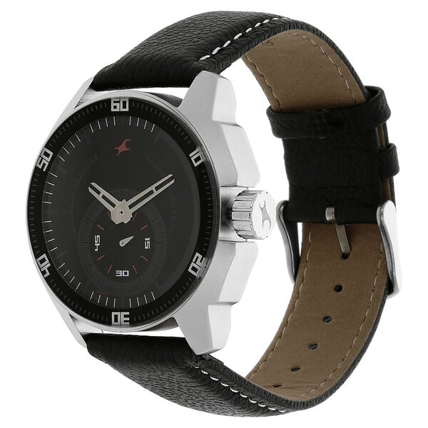 Fastrack Quartz Analog Black Dial Leather Strap Watch for Guys - image number 1